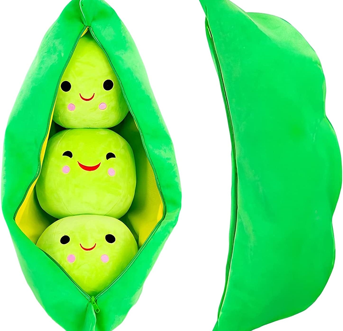 Giant Peas in a Pod Plush Toy Pea Pod Pillow Cute Pea Stuffed Toys Plant Doll Various Sizes (Green Beans,35.4''/90Cm) - The Toy Base