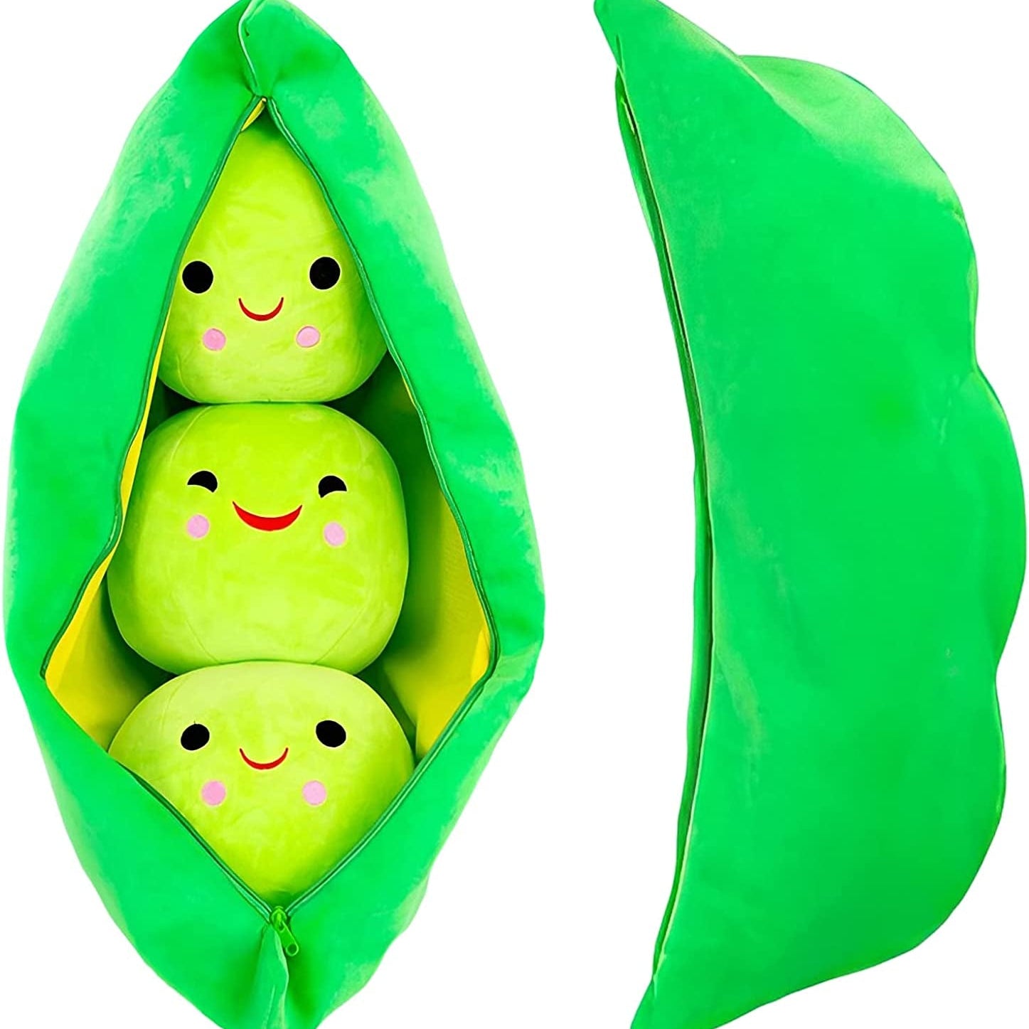 Giant Peas in a Pod Plush Toy Pea Pod Pillow Cute Pea Stuffed Toys Plant Doll Various Sizes (Green Beans,35.4''/90Cm) - The Toy Base