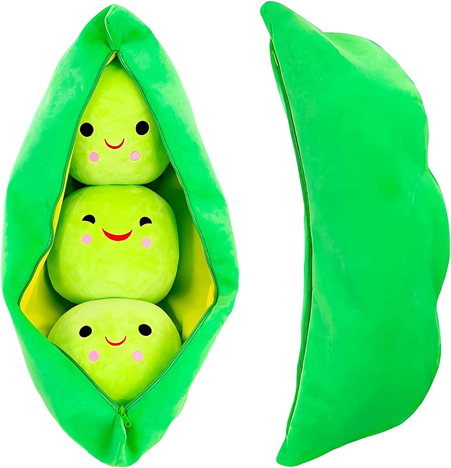 Giant Peas in a Pod Plush Toy Pea Pod Pillow Cute Pea Stuffed Toys Plant Doll Various Sizes (Green Beans,35.4''/90Cm) - The Toy Base