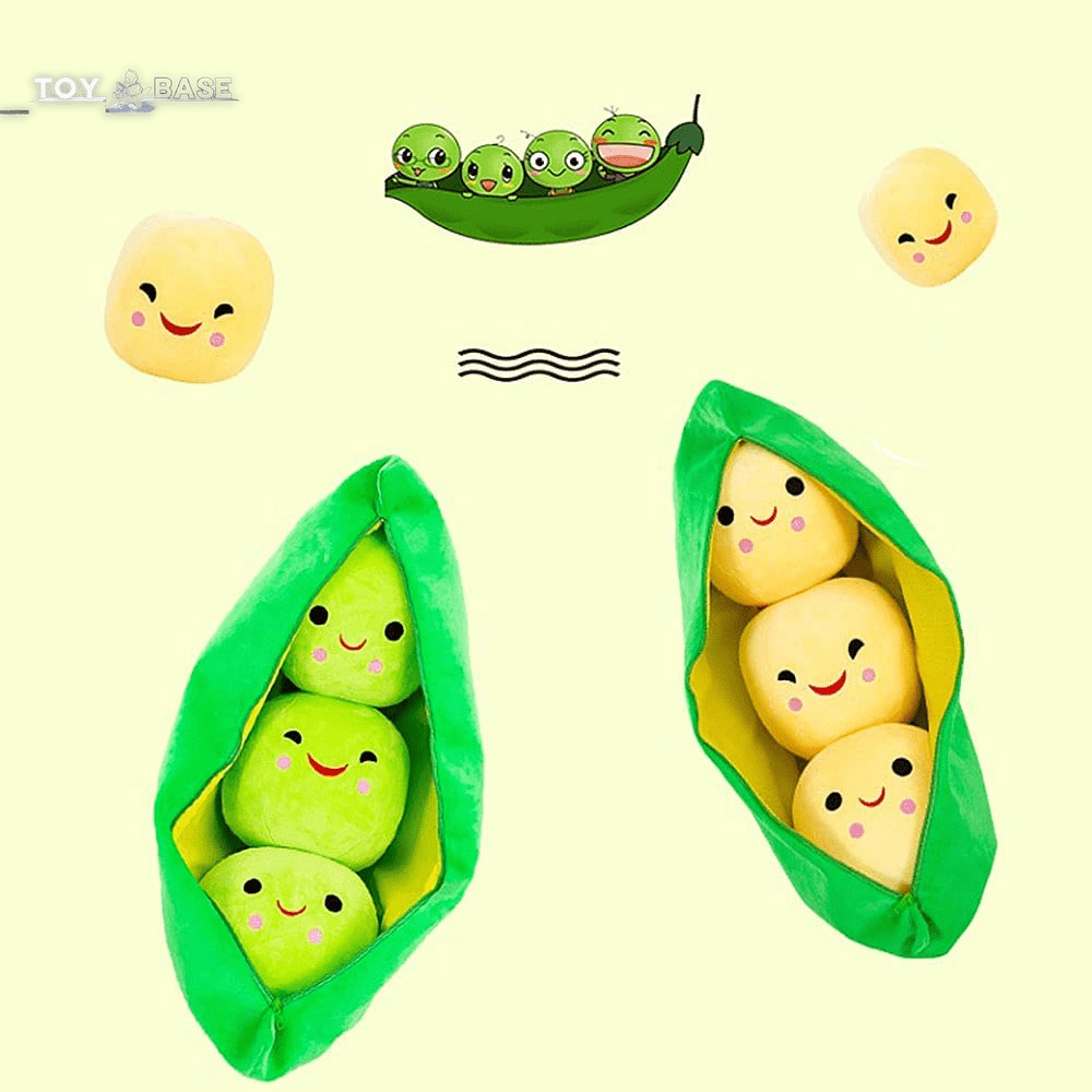 Giant Peas in a Pod Plush Toy Pea Pod Pillow Cute Pea Stuffed Toys Plant Doll Various Sizes (Green Beans,35.4''/90Cm) - The Toy Base