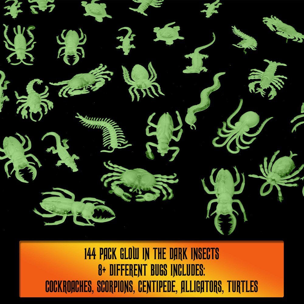 Glow in the Dark Insects - 144 Pieces (Party Favor and Prank Toys) - The Toy Base