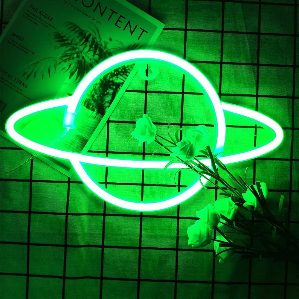 Green Planet Neon Light - I Love 💕