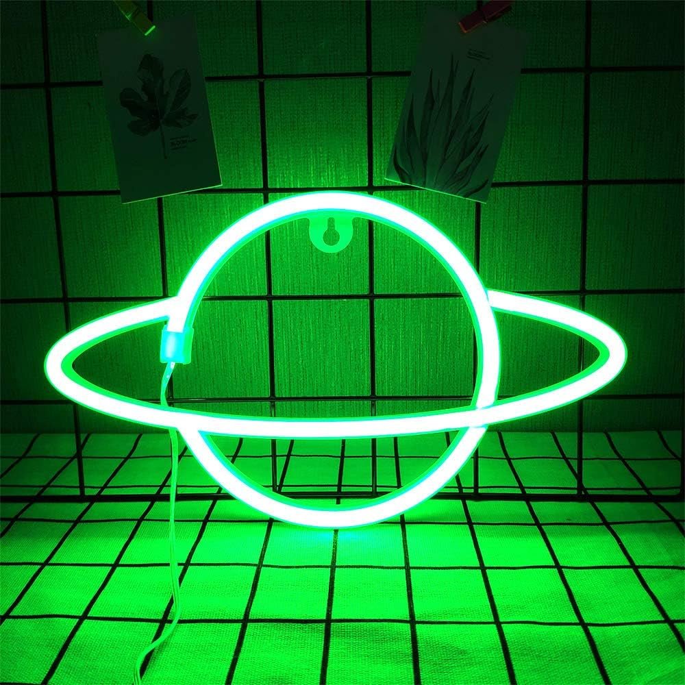 Green Planet Neon Light - I Love 💕