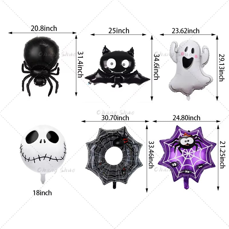 Halloween Horror Night Foil Balloons Set – Ghost, Spider, and Bat Party Decorations for Halloween 2024 - Toybase