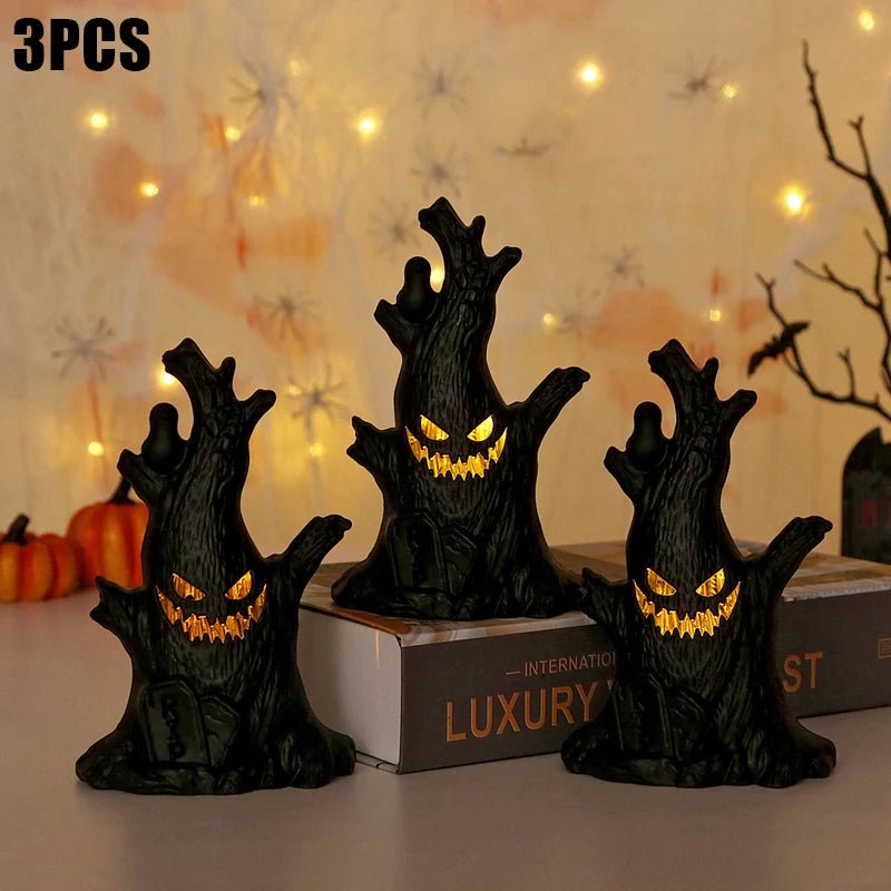 Halloween LED Glow Ghost Tree Light – Spooky Home Decor with Spider, Pumpkin, & Candle Lamp Elements - Toybase