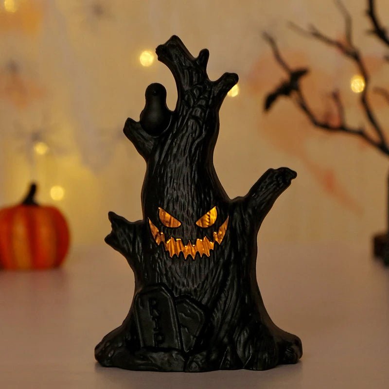 Halloween LED Glow Ghost Tree Light – Spooky Home Decor with Spider, Pumpkin, & Candle Lamp Elements - Toybase