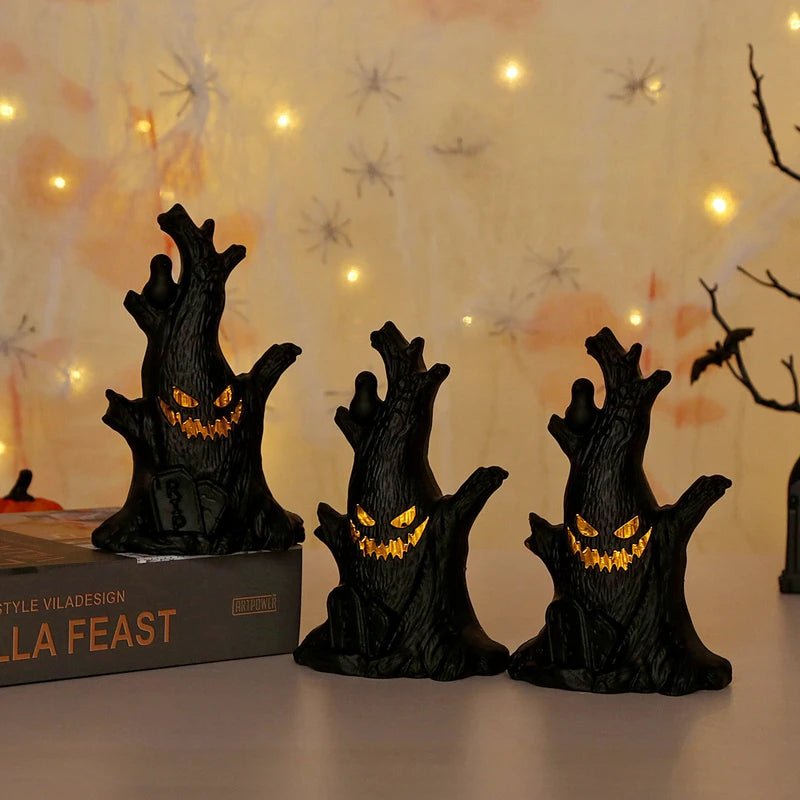 Halloween LED Glow Ghost Tree Light – Spooky Home Decor with Spider, Pumpkin, & Candle Lamp Elements - Toybase