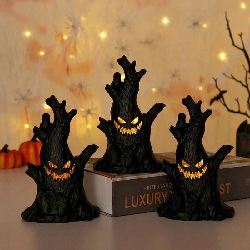 Halloween LED Glow Ghost Tree Light – Spooky Home Decor with Spider, Pumpkin, & Candle Lamp Elements - Toybase