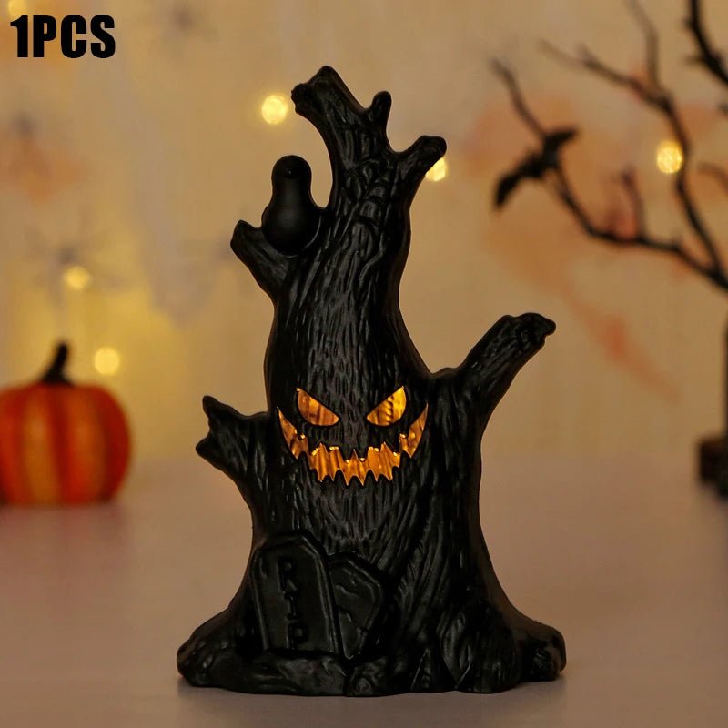 Halloween LED Glow Ghost Tree Light – Spooky Home Decor with Spider, Pumpkin, & Candle Lamp Elements - Toybase