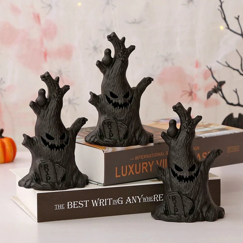 Halloween LED Glow Ghost Tree Light – Spooky Home Decor with Spider, Pumpkin, & Candle Lamp Elements - Toybase