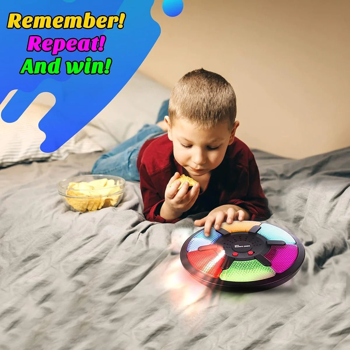 Handheld Memory Game - Light up and Sound Sequencing Fun for Kids - The Toy Base