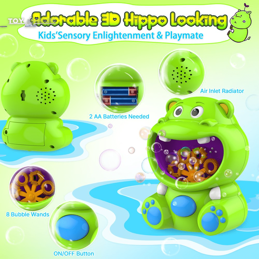 Happy Hippo Bubble Blower (500+ Bubbles per Minute) - The Toy Base