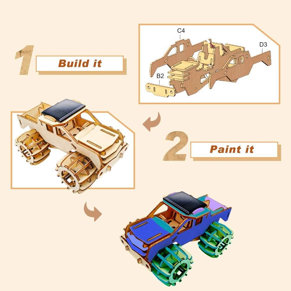 HighTech 3D Wooden Puzzle - Monster Truck DIY Mechanical Building Craft Kits - The Toy Base