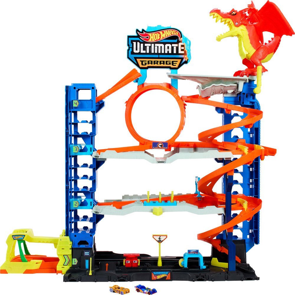 Hot Wheels City Ultimate Garage Playset (with 2 Die-Cast Cars, Storage for 50+ Cars) - The Toy Base