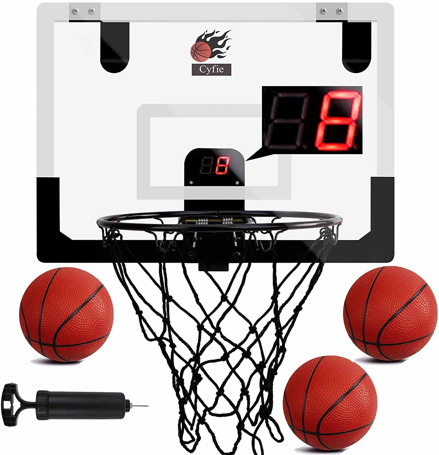 Indoor Mini Door Basketball Hoop - over the Door Backboard Rim with Scoreboard and Sounds - The Toy Base