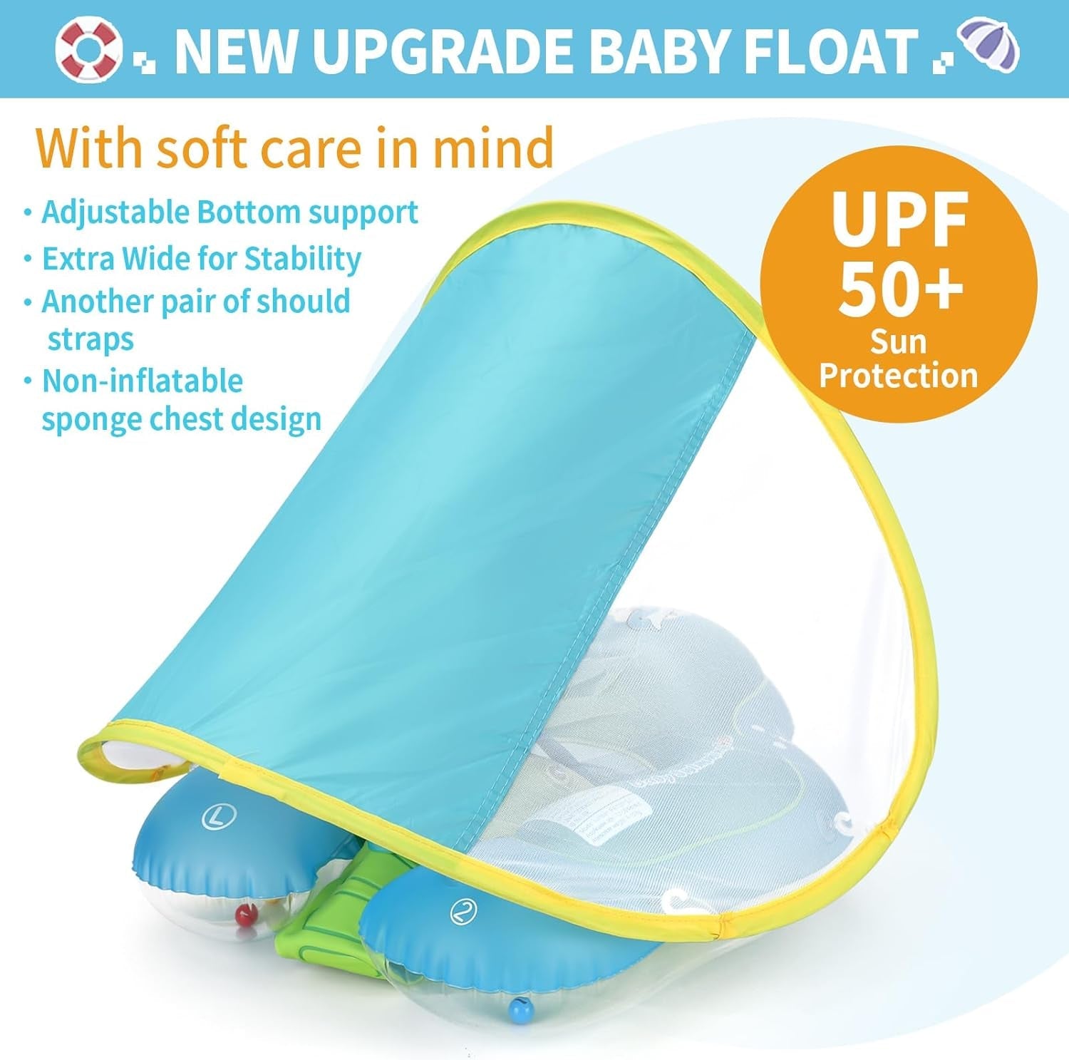 Inflatable Baby Swimming Floatie with Sun Canopy - The Toy Base