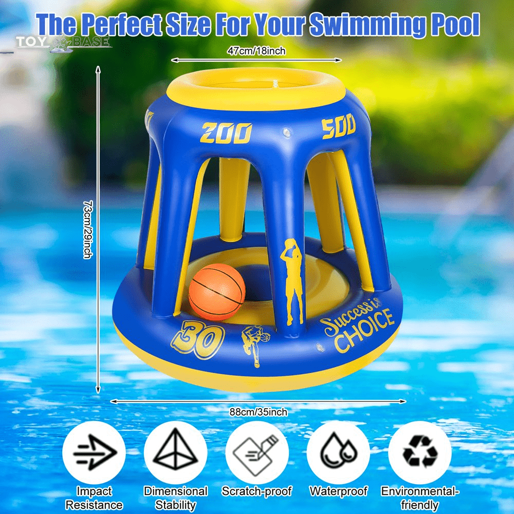 Inflatable Pool Basketball Hoop ( Includes 3 Balls & 1 Needles) - The Toy Base