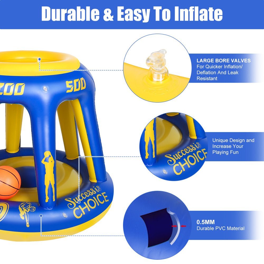 Inflatable Pool Basketball Hoop ( Includes 3 Balls & 1 Needles) - The Toy Base