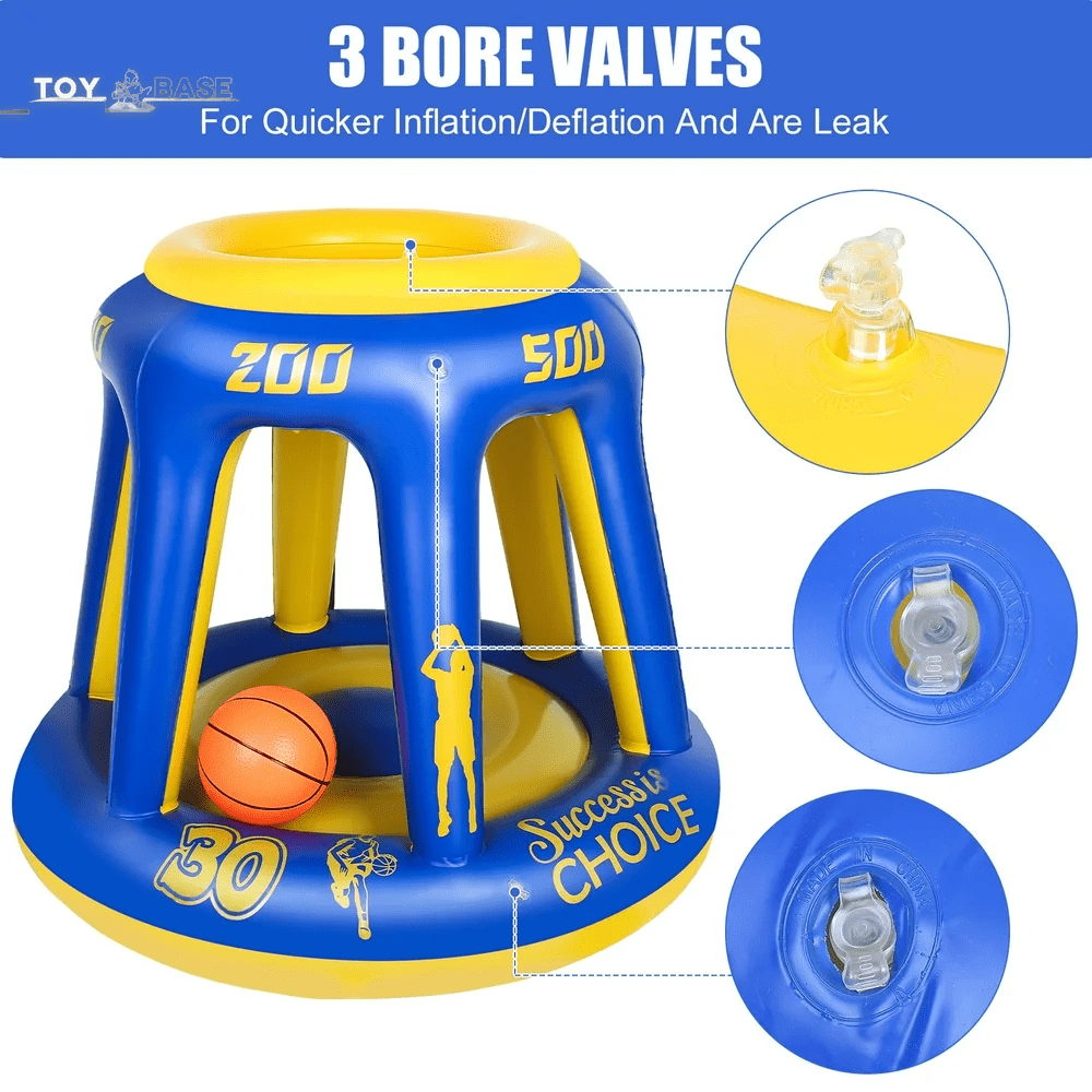 Inflatable Pool Basketball Hoop ( Includes 3 Balls & 1 Needles) - The Toy Base