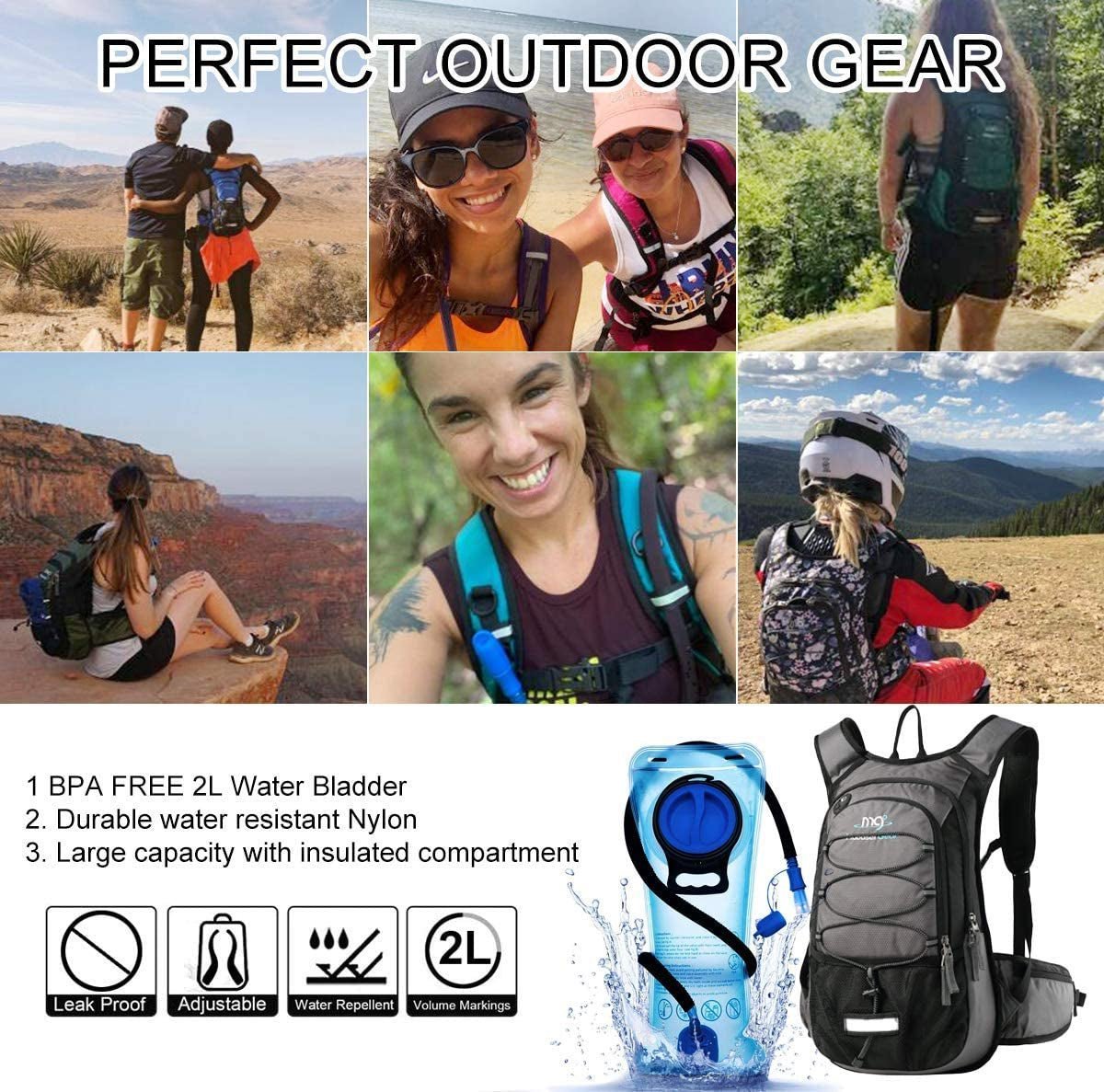 Insulated Hydration Backpack Pack with 2L BPA Free Bladder - Keeps Liquid Cool up to 5 Hours – for Running, Hiking, Cycling, Camping - The Toy Base