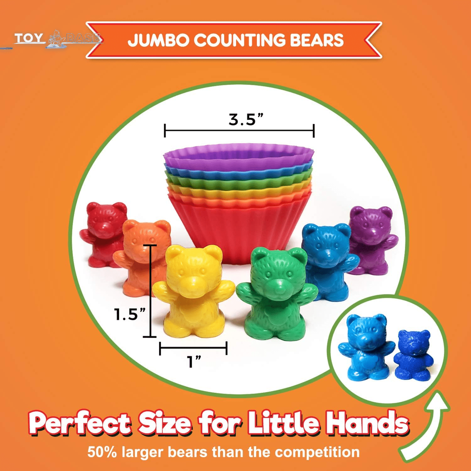 Jumbo Counting Bears with Stacking Cups - Montessori Educational Sorting Rainbow Toys for 3 Year Old Boys and Girls with 48 Preschool Math Manipulatives, Toy Storage and Toddler Games Ebook - The Toy Base