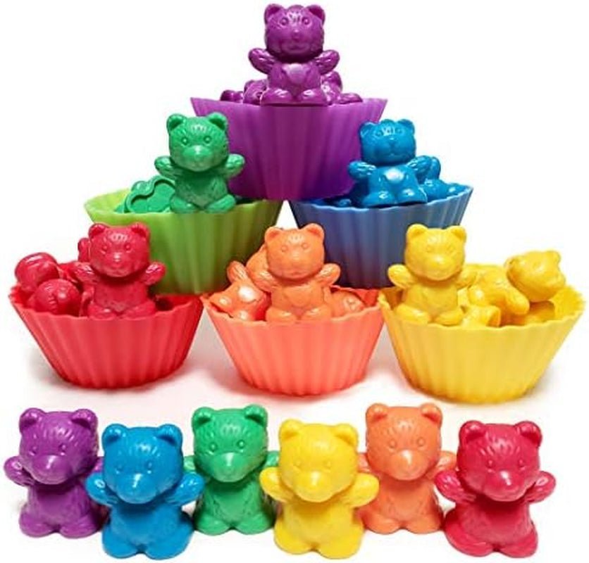 Jumbo Counting Bears with Stacking Cups - Montessori Educational Sorting Rainbow Toys for 3 Year Old Boys and Girls with 48 Preschool Math Manipulatives, Toy Storage and Toddler Games Ebook - The Toy Base