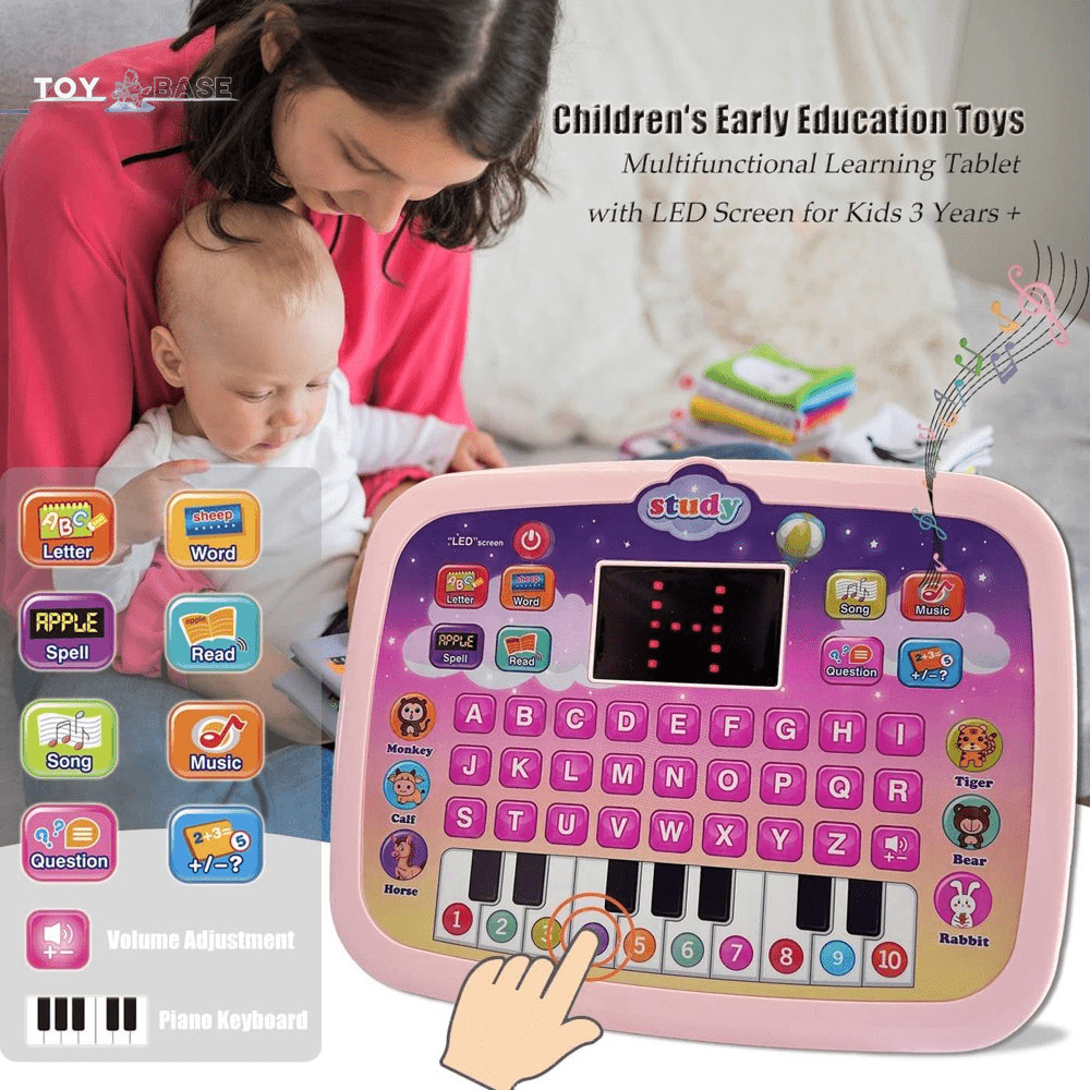 Kid Tablet Toddler Learning Pad Teach Music/Piano/Abc/Numbers, 3+ Boys&Girls Educational Toys Green - The Toy Base