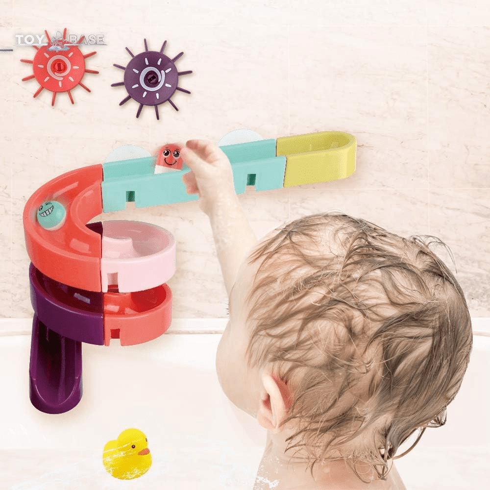 Kids Bath Toys Assemble Set (24PCS DIY Wall Suction Water Slide Bathtub) - The Toy Base