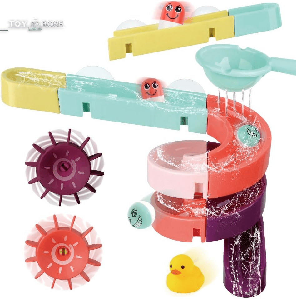 Kids Bath Toys Assemble Set (24PCS DIY Wall Suction Water Slide Bathtub) - The Toy Base