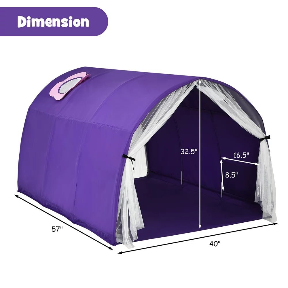 Kids Bed Tent Play Tent Portable Playhouse Twin Sleeping W/Carry Bag Purple - The Toy Base