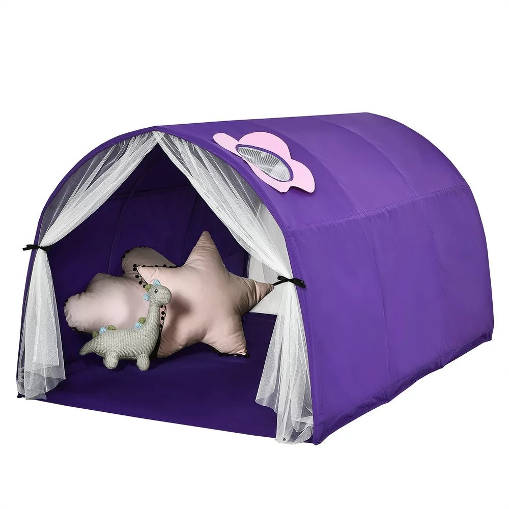 Kids Bed Tent Play Tent Portable Playhouse Twin Sleeping W/Carry Bag Purple - The Toy Base