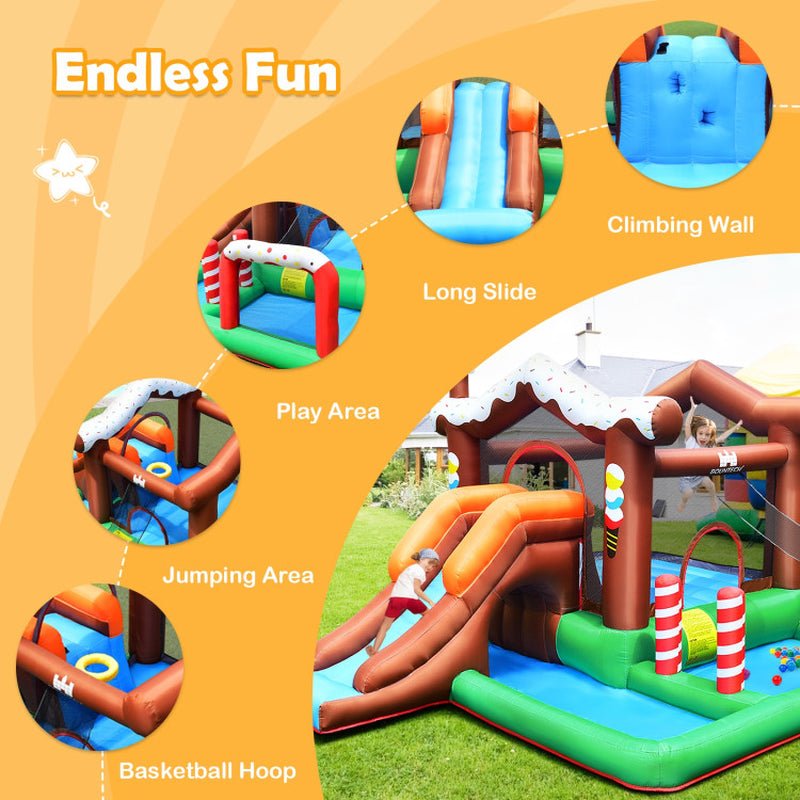 Kids Inflatable Bounce House Jumping Castle Slide Climber Bouncer without Blower - The Toy Base