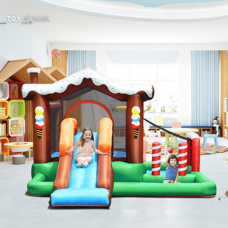 Kids Inflatable Bounce House Jumping Castle Slide Climber Bouncer without Blower - The Toy Base