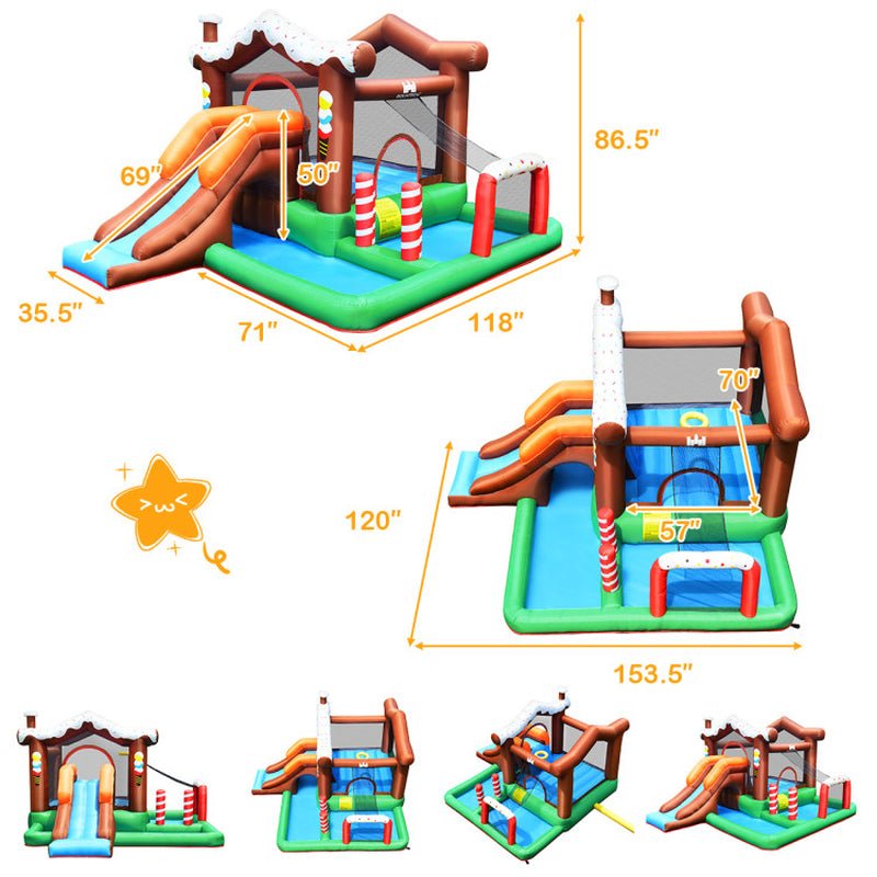 Kids Inflatable Bounce House Jumping Castle Slide Climber Bouncer without Blower - The Toy Base