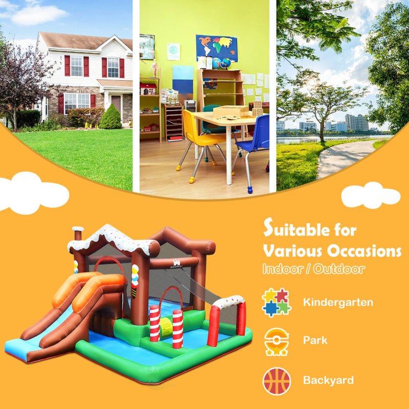 Kids Inflatable Bounce House Jumping Castle Slide Climber Bouncer without Blower - The Toy Base