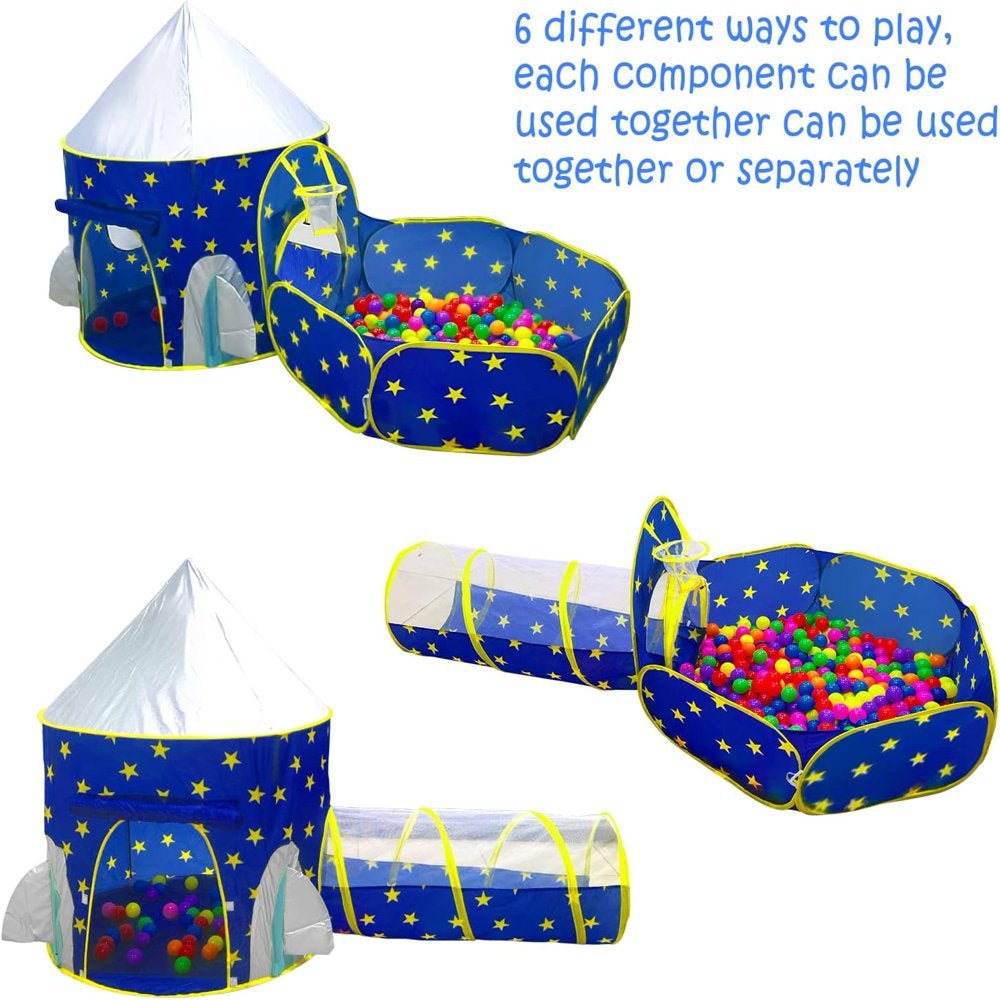 Kids Play Tent, 3 in 1 Kids Play Tent for Toddler Boys with Play Tunnel & Baby Ball Pit & Castle Tent and Storage Bag, Indoor Outdoor Toy Tent for Toddlers Kids Toy Gifts (Without Ball) - The Toy Base