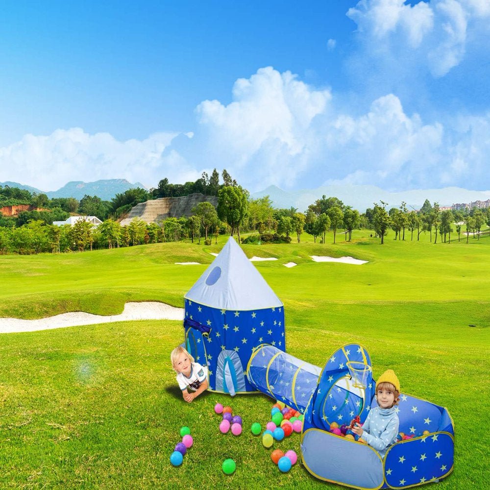 Kids Play Tent, 3 in 1 Kids Play Tent for Toddler Boys with Play Tunnel & Baby Ball Pit & Castle Tent and Storage Bag, Indoor Outdoor Toy Tent for Toddlers Kids Toy Gifts (Without Ball) - The Toy Base