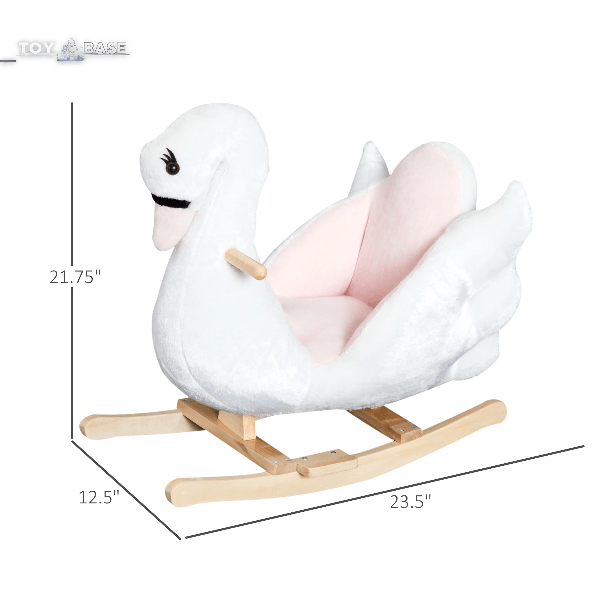 Kids Ride on Rocking Horse Plush Swan Style Toy with Music for over 18 Months Children, White and Pink - I Love 💕