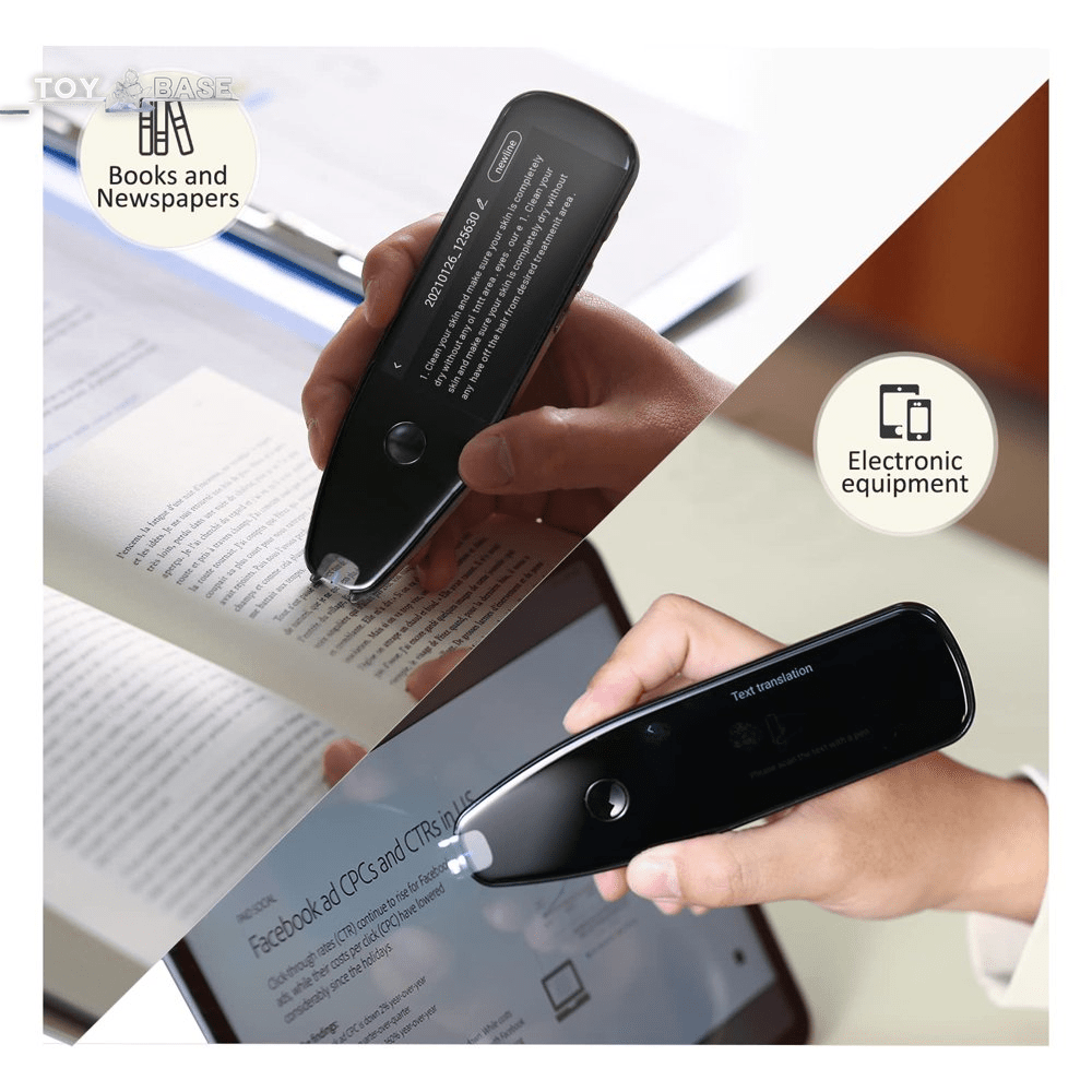 Language Translator Device, Reader Pen Translation Scanner Dictionary Pen with Voice & Camera Translators, Portable Translator for Language Learners, Black - The Toy Base