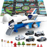 Large Airplane Toy with 6 Police Cars Set, 32.6X22.4 Inch Play Mat, 11 Road Signs, 9 in 1 Vehicle Toys for 2 & 3 Year Old Boys, Kids, Toddlers, Childs - The Toy Base