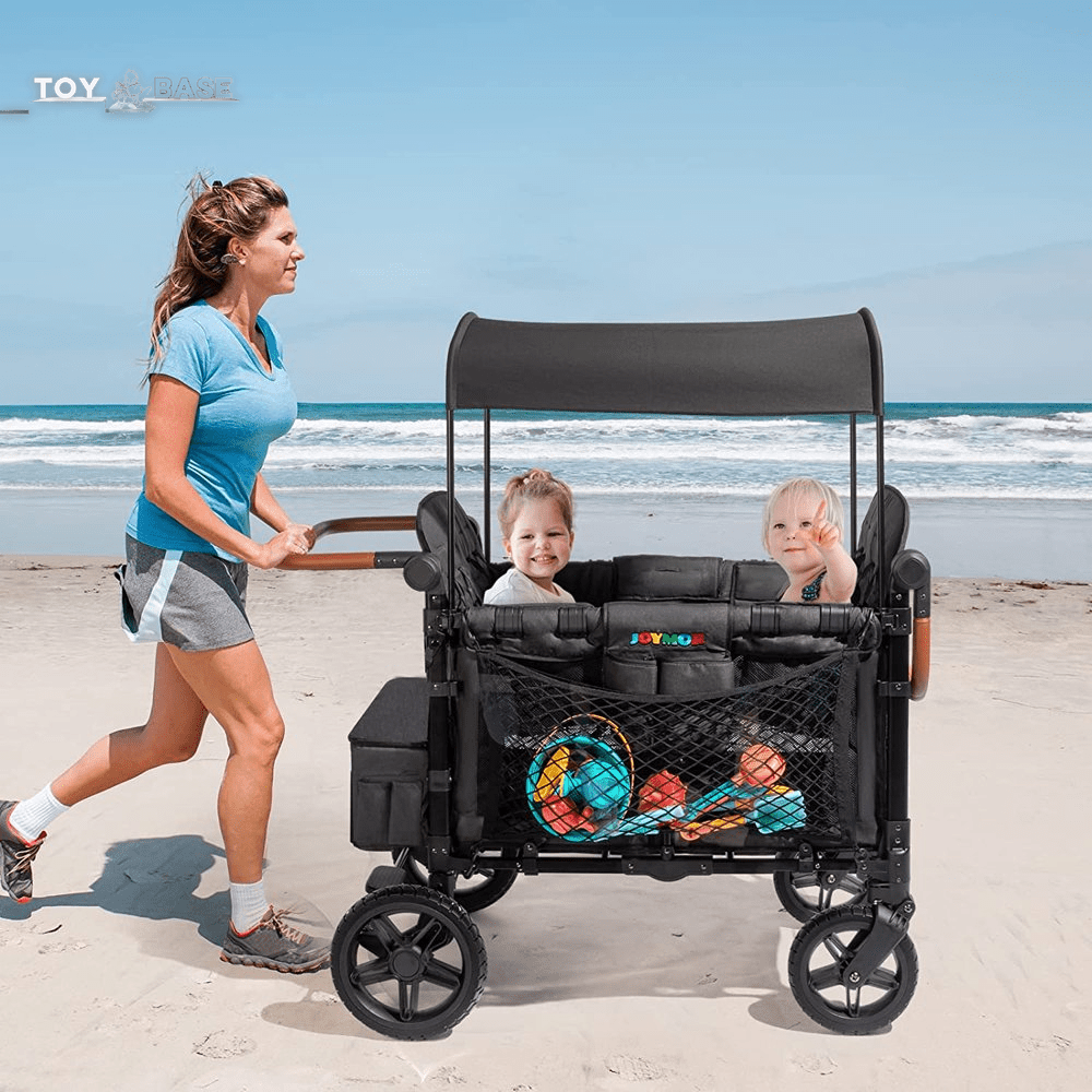 Luxury 4 Seater Wagon Stroller (Features: Rubber Wheel - 5 - Point Harnesses - Double Side Handles - Adjustable/Removable Uv - Protection Canopy - The Toy Base