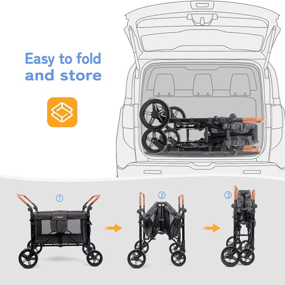 Luxury 4 Seater Wagon Stroller (Features: Rubber Wheel - 5 - Point Harnesses - Double Side Handles - Adjustable/Removable Uv - Protection Canopy - The Toy Base