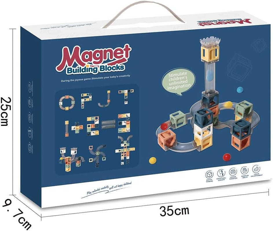 Magnetic Building Blocks - Marble Maze Run- Brain Game and STEM Toy for Boys and Girls - The Toy Base