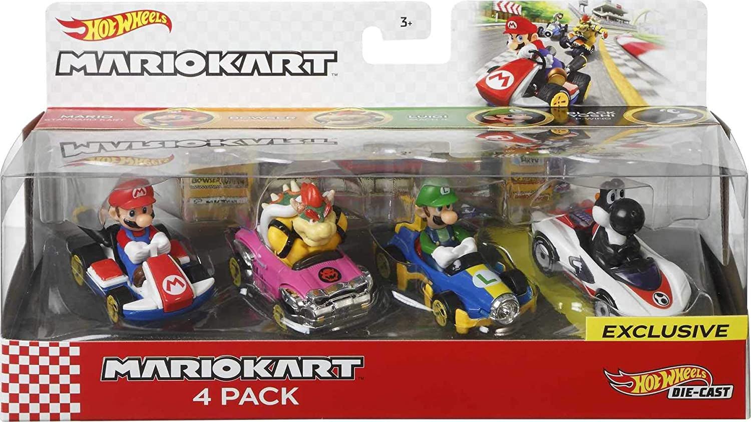 Mario Kart Characters and Karts as Die-Cast Toy Cars 4-Pack (Amazon Exclusive) - The Toy Base