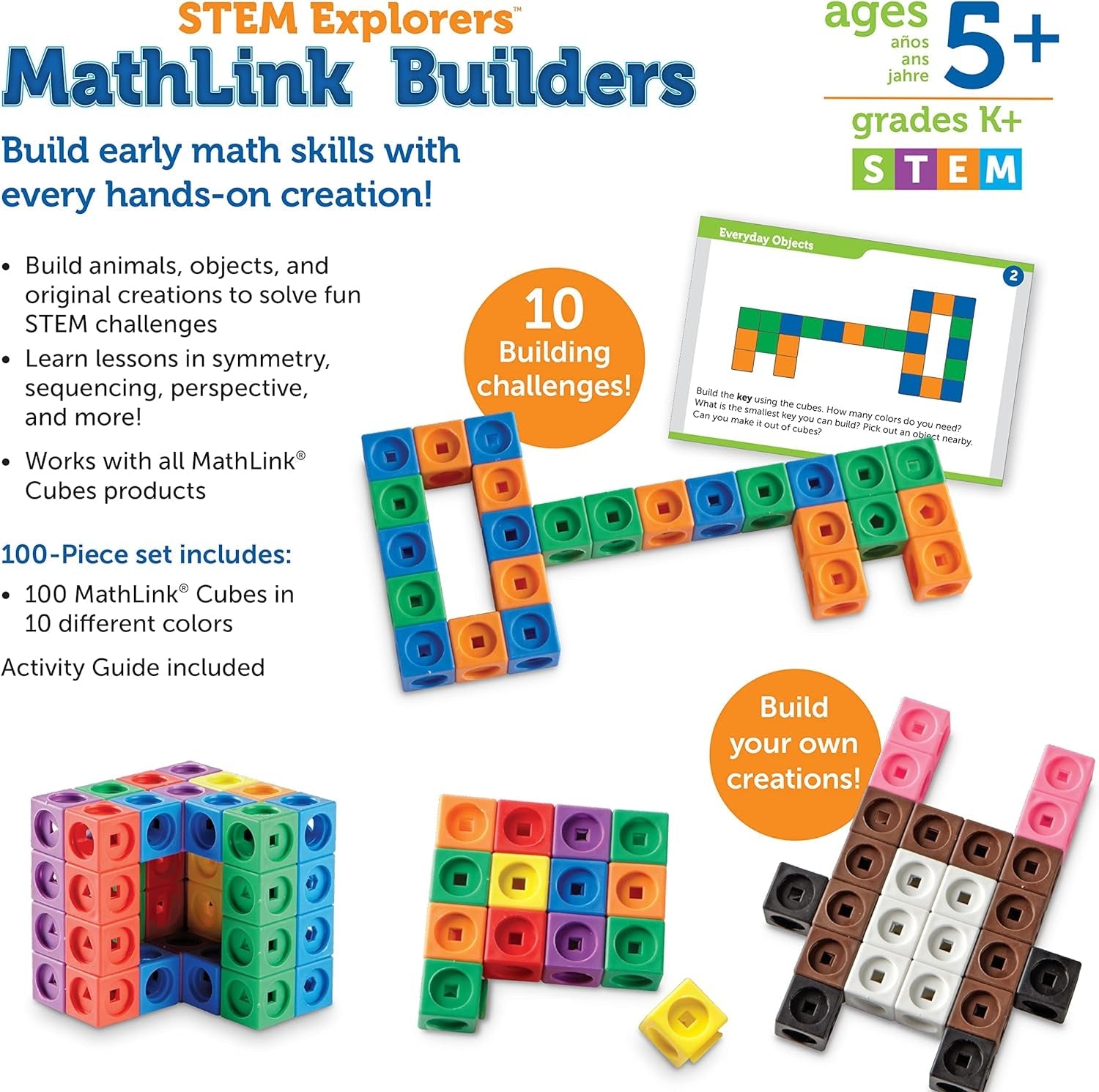 Mathlink Builders - 100 Pieces, Ages 5+, Linking Cubes, Connecting Cubes - The Toy Base