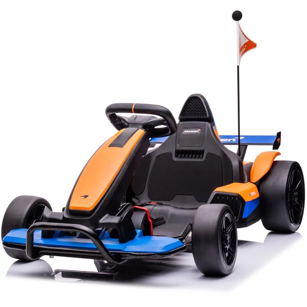 Mclaren Go Kart - 24V Battery Powered - Ride on Car with Bluetooth Function - Safety Belt, LED Lights - I Love 💕