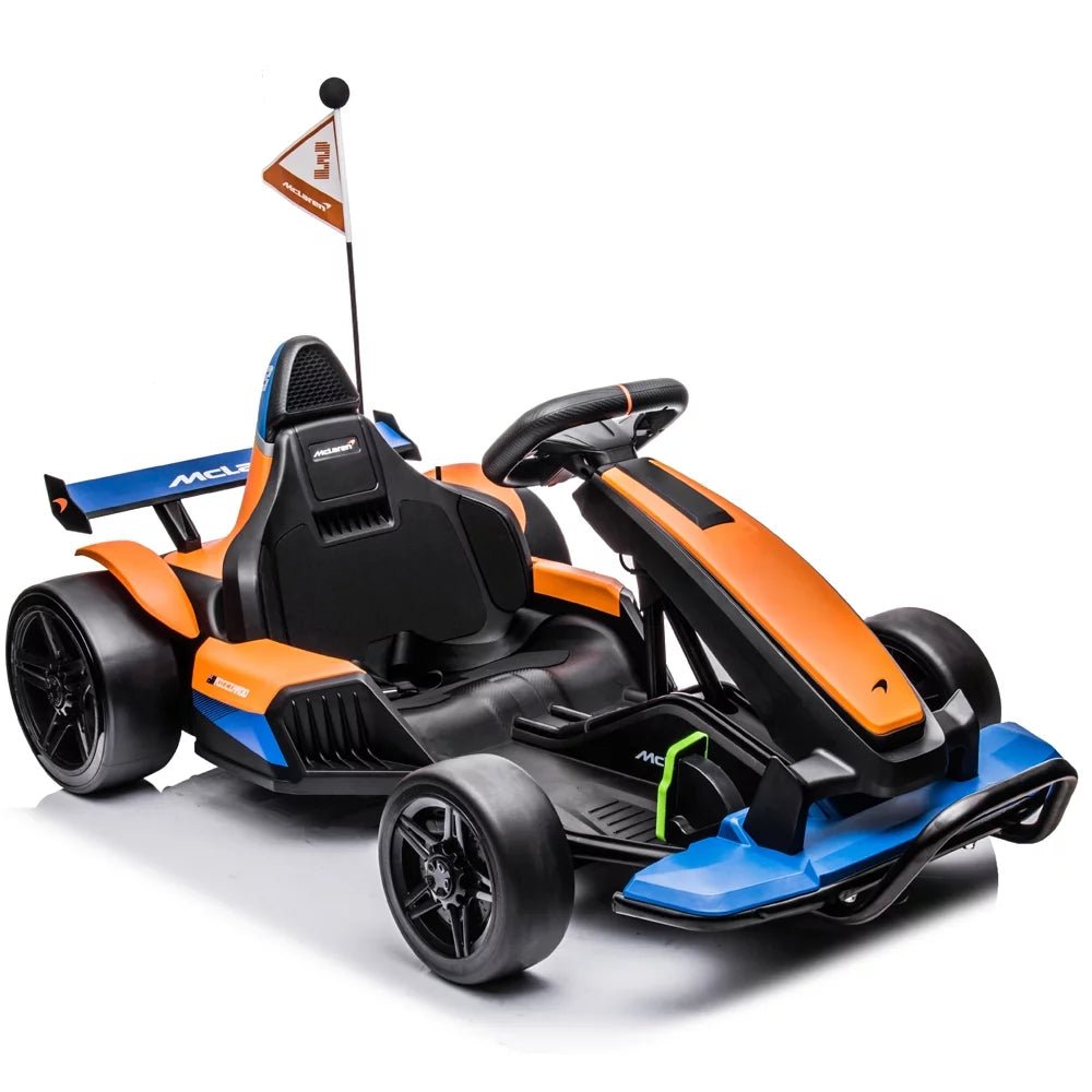 Mclaren Go Kart - 24V Battery Powered - Ride on Car with Bluetooth Function - Safety Belt, LED Lights - I Love 💕