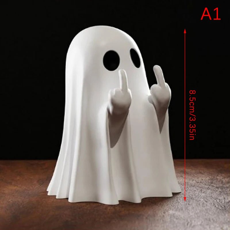 Middle Finger Cute Ghost Statue – Fun Halloween Home Decoration - Toybase