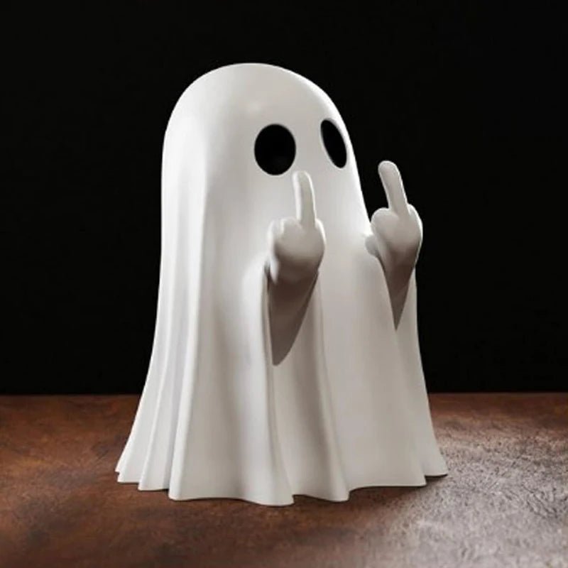 Middle Finger Cute Ghost Statue – Fun Halloween Home Decoration - Toybase