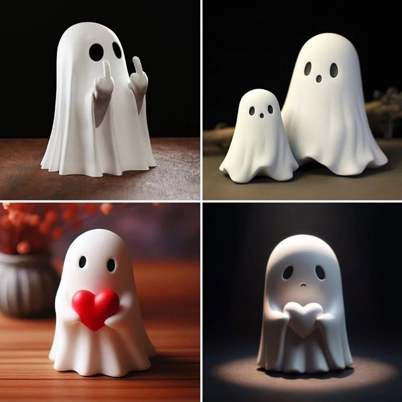 Middle Finger Cute Ghost Statue – Fun Halloween Home Decoration - Toybase